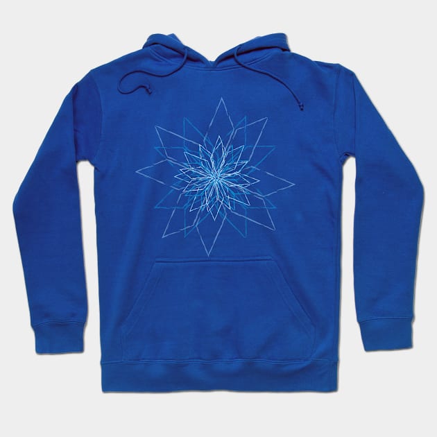 Bright, shining iceflower made of cool geometrical elements in icy blue tones Hoodie by happyMagenta